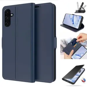Luxury Phone Stand Case for Samsung A14 A54 A15 A34 A25 Horizontal Flip Cover Skinsense PU Leather Wallet Card Pouch with Buckle