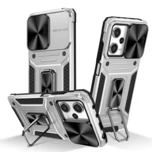 Shockproof Armor Case for Xiaomi Poco X6 13T Pro Phone Back Cover Foldable Ring Stand Fit Bumper with Lens Push Pull Protector