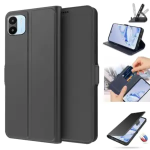 for Redmi A2 13C Case Luxury Skinsense PU Leather Cover Magnetic Buckle Flip Full Coverage with Card Slot Pouch Foldable Holder